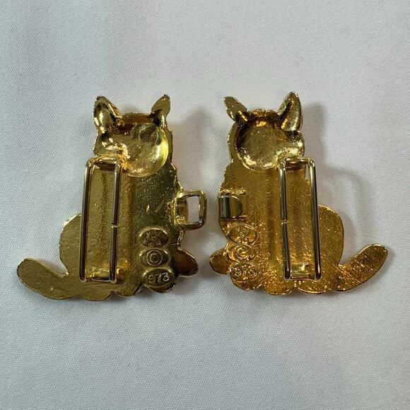 Mimi Di N Gold Tone Cat Belt Buckle Interlocking 1973 Stamped main image 7
